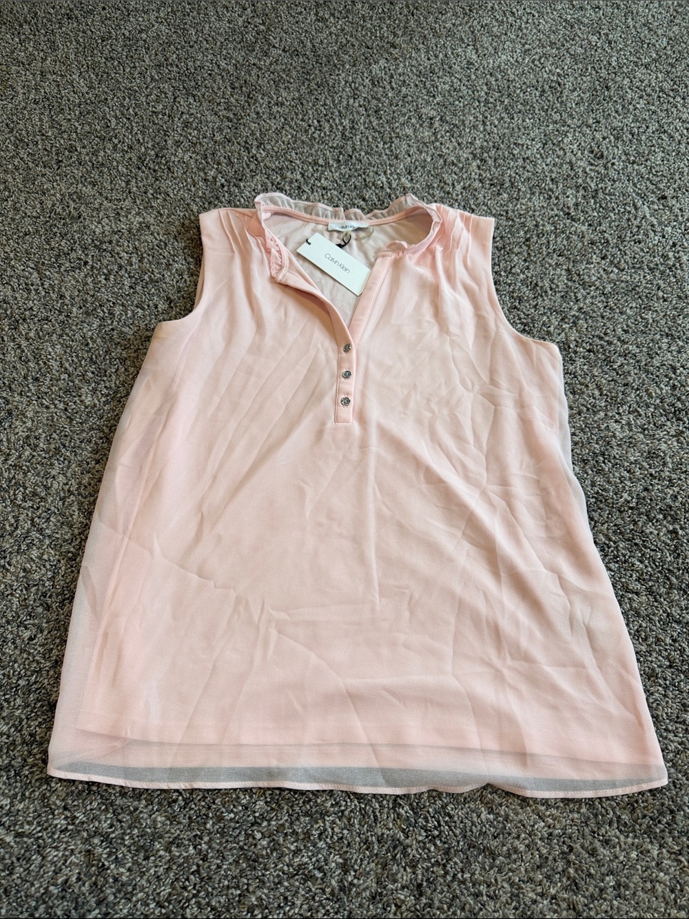 NWT Calvin Klein Pale Blush Sleeveless Lined Blouse Size Medium
